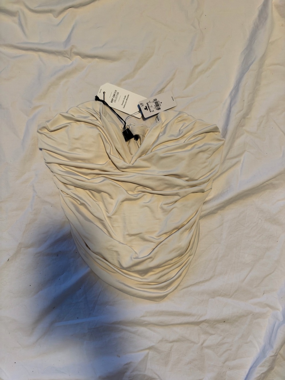 EXPRESS Women's Strapless Ruched Cream Top Size Medium Brand New